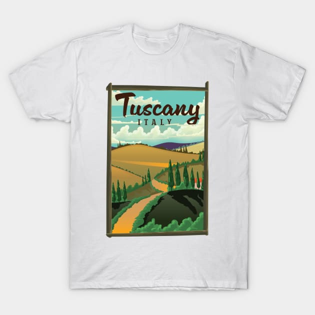 Tuscany Italy travel poster T-Shirt by nickemporium1